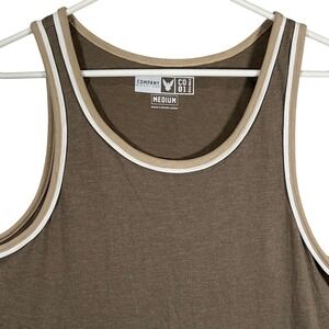 Company Eighty One Mens Sueded Ringer Tank Top Walnut Brown Medium Soft New